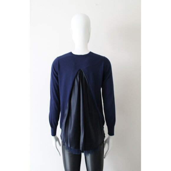 Sacai Luck Pleated Insert Cardigan Navy Size 1 (S) - Picture 6 of 13